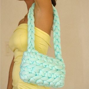 NWT Yllw the Label CHUNKY KNIT PURSE — SEAFOAM GREEN
